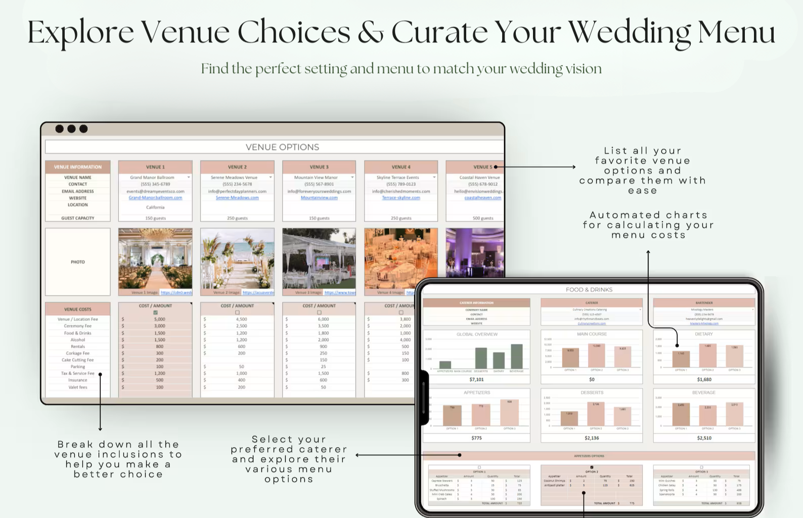 wedding menu options and venue best options