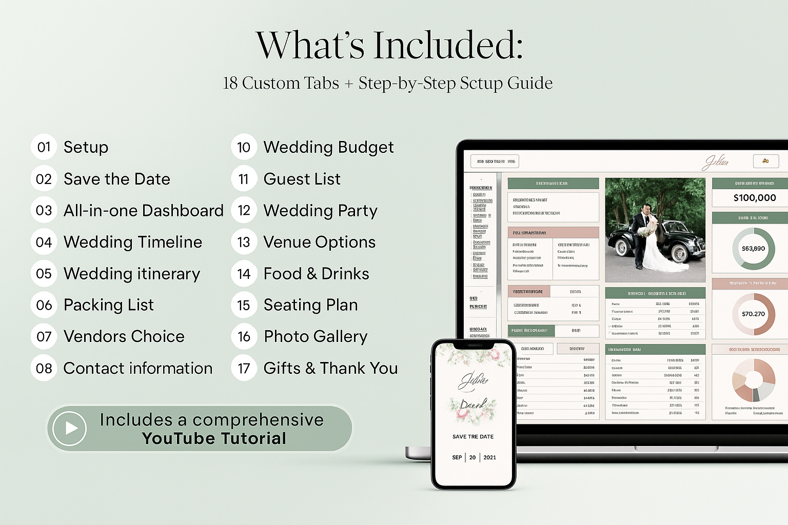 wedding planner with guest list and setup guide