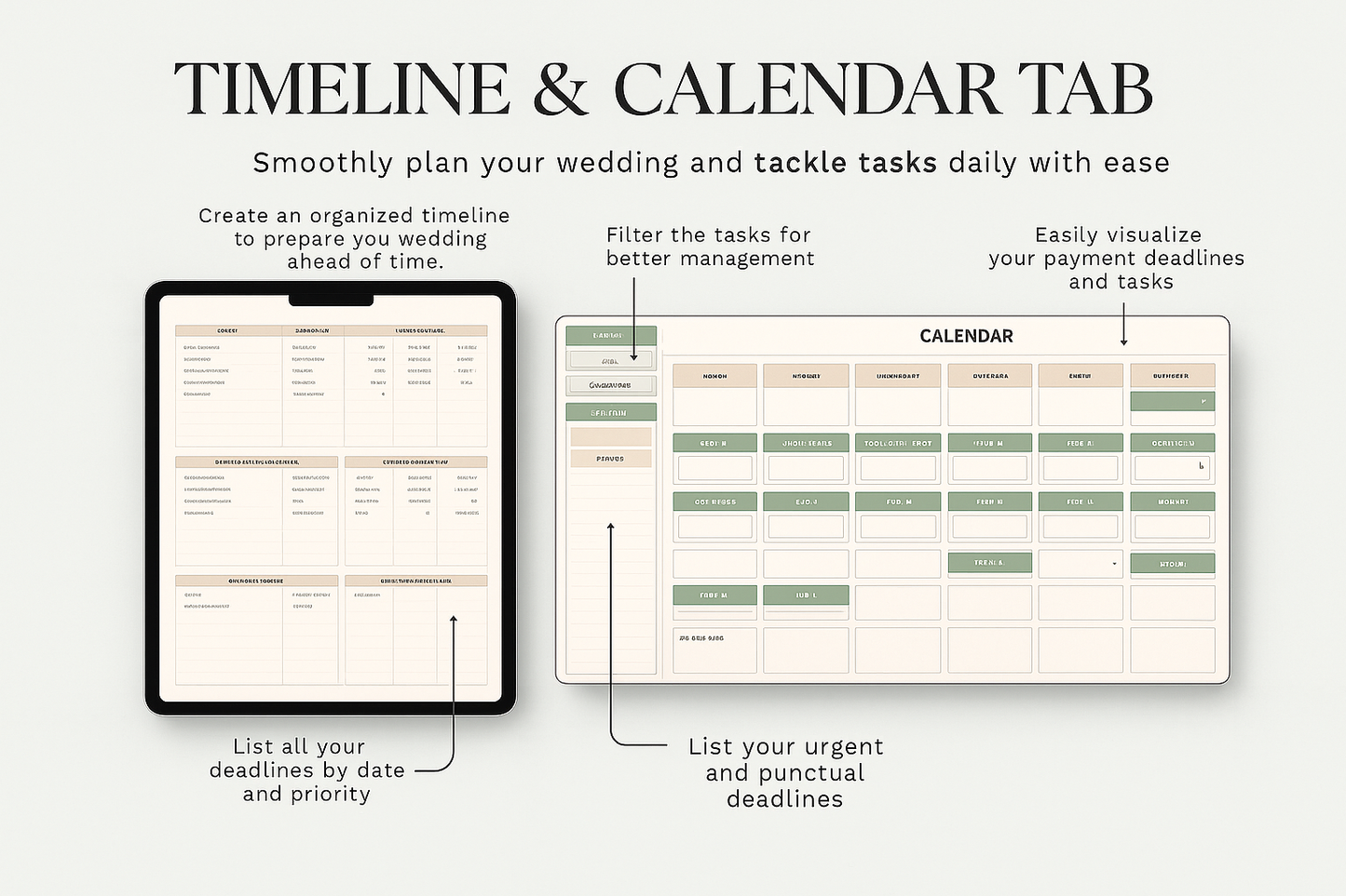 plan your wedding with daily to-do list with a calendar tab